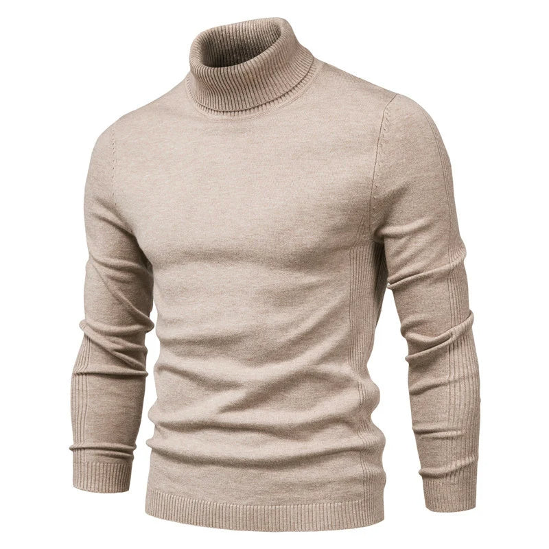 Zwarte heren coltrui met lage col, slim fit model voor herenmode