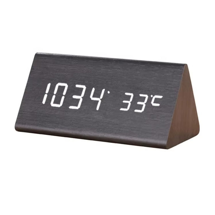 Moderne Digitale Wekker met Houtlook LED Display en Spraakbesturing