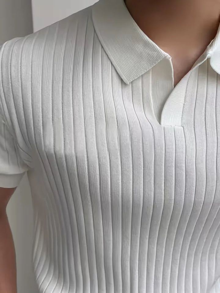 Comfortabele casual heren polo met gebreide textuur