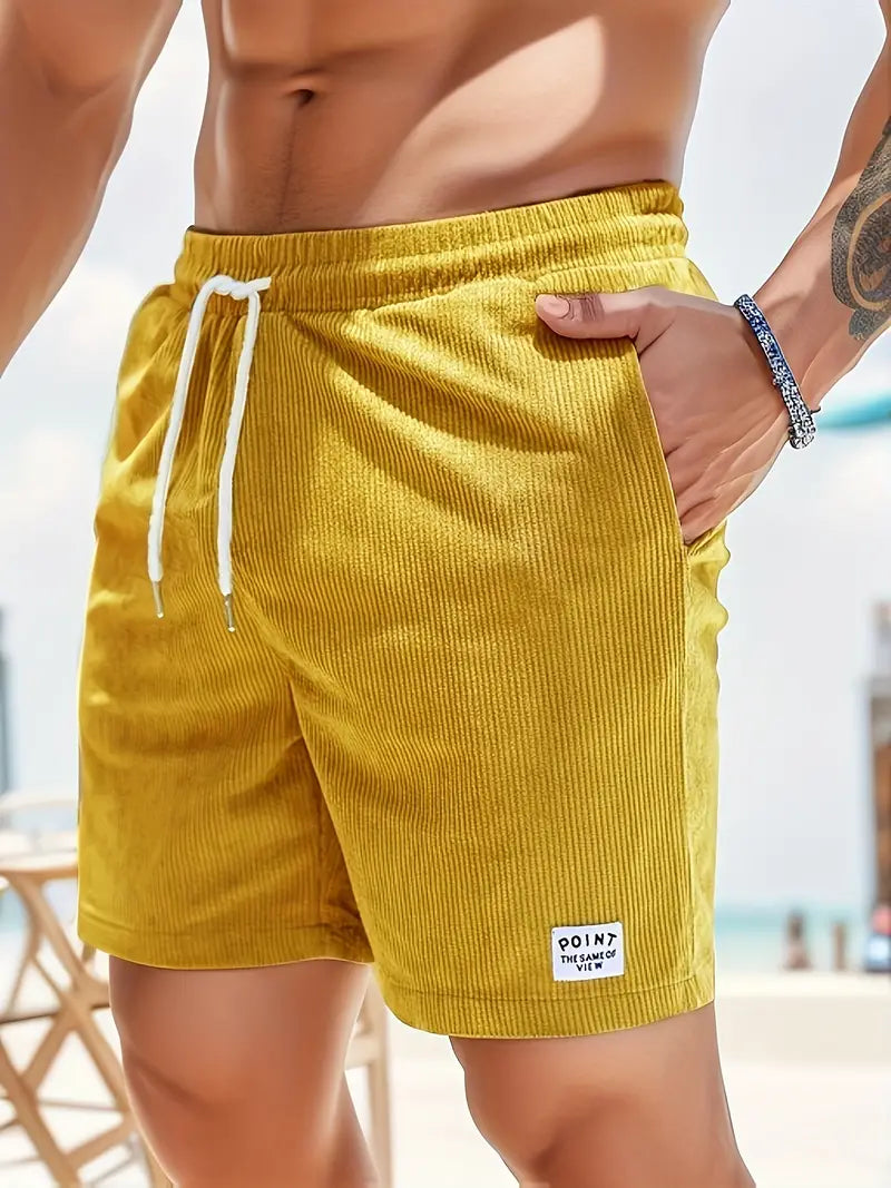 Veelzijdige heren corduroy zomershorts, grijs, rechte pasvorm, met handige zakken.