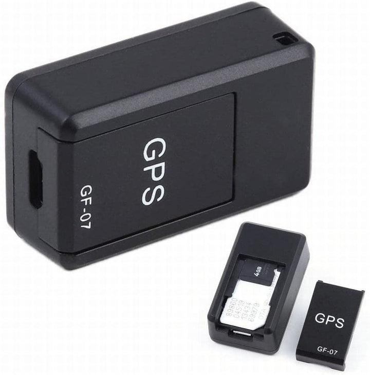 Een auto geparkeerd, gesimuleerd real-time gevolgd door de AutoSafe Mini GPS tracker via de app