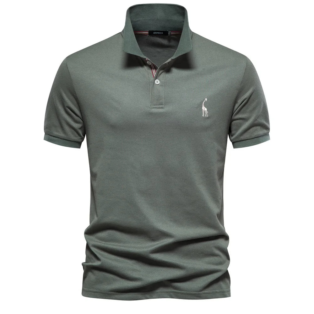 Heren katoenen poloshirt met verfijnd borduurwerk, comfortabel en stijlvol voor een tijdloze, elegante look.