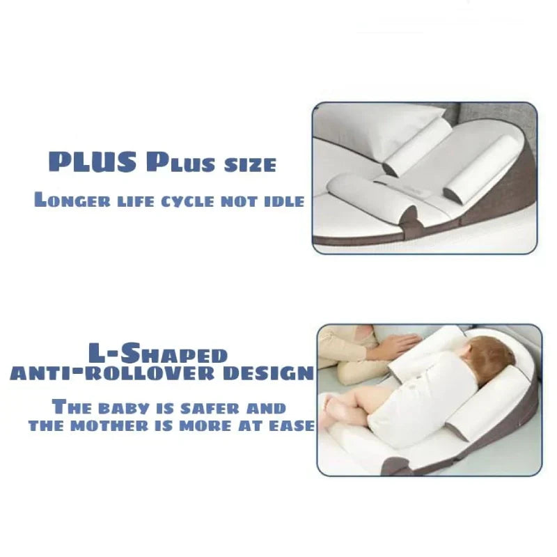 Ergonomisch refluxkussen voor baby's met verstelbare zijsteun op kinderbed