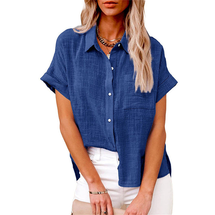 Comfortabele Yara zomerblouse dames, effen design met knopen. Veelzijdig voor zowel strand als stad.