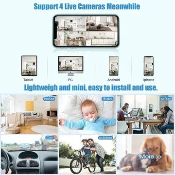 De WatchPoint mini beveiligingscamera, 1080p HD, perfect voor draadloze huisbeveiliging met nachtzicht.