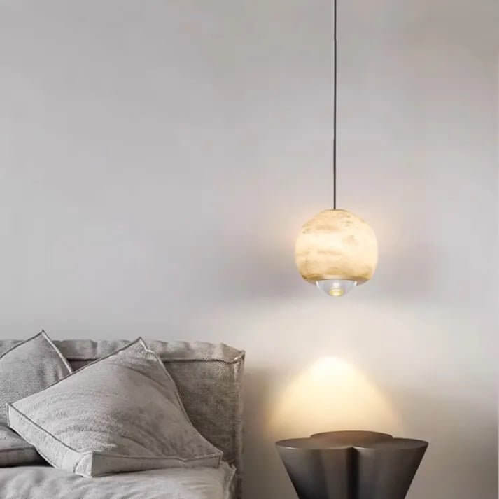 Hanglamp - Albast Glas Bol met Marmeren Voet