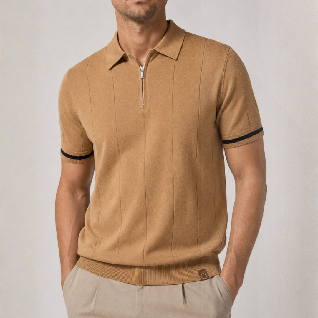 Stijlvolle heren polo met ritskraag, een essentieel shirt voor de zomer en lente. Casual elegantie.