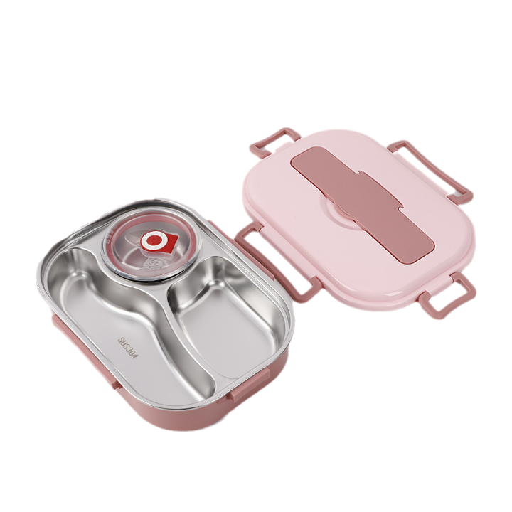 Roestvrijstalen lunchbox met effectieve thermische isolatie, houdt eten uren warm.