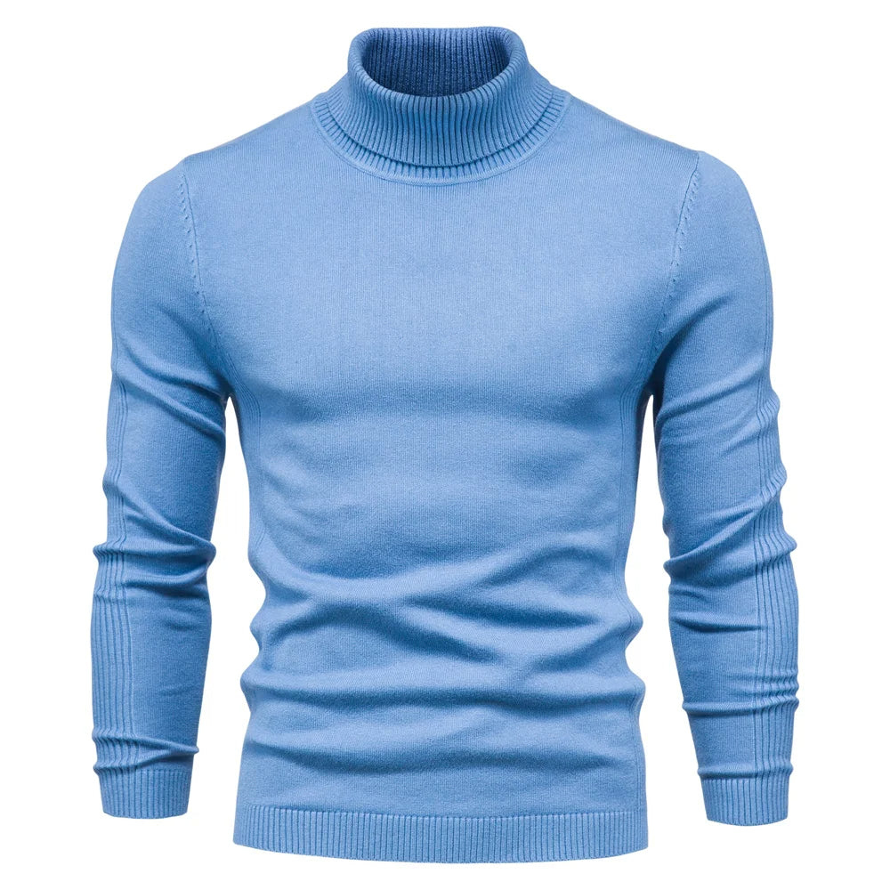 Comfortabele grijze coltrui voor heren, slim fit winterkleding
