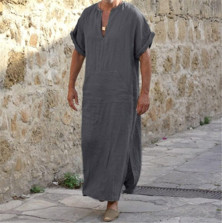Witte Djellaba met V-hals - Comfortabele