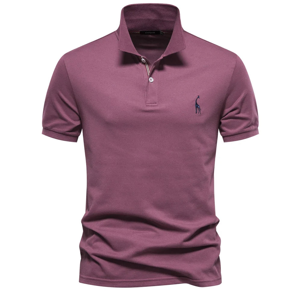 Nieuw klassiek heren poloshirt met borduurwerk, comfortabel katoen, perfect voor een casual en elegante zomerstijl.