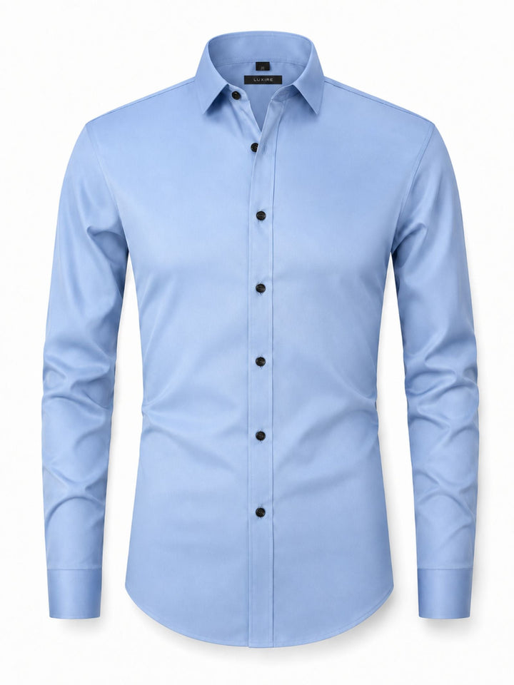 Casual heren stretch overhemd met lange mouw; geniet van comfort en een perfecte pasvorm.