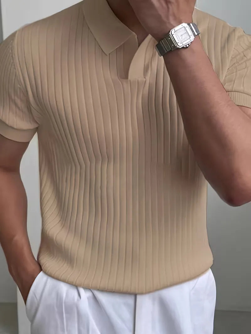 Casual heren polo met comfortabele ribstructuur
