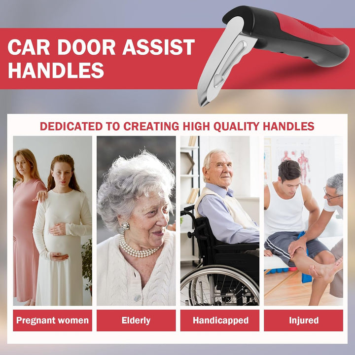 Antislip auto handgreep voor senioren en mensen met beperkte mobiliteit, inclusief noodhulpmiddelen.