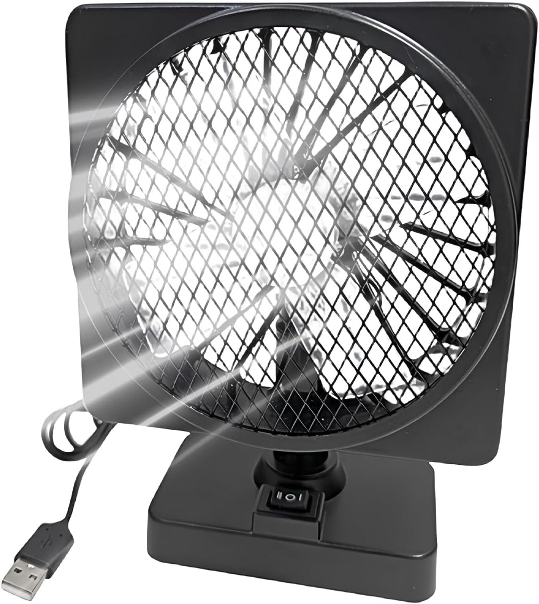 Krachtige 12V USB autoventilator met 360 graden rotatie. Essentieel koel accessoire voor elke auto, camper of truck.