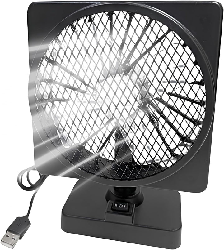 Krachtige 12V USB autoventilator met 360 graden rotatie. Essentieel koel accessoire voor elke auto, camper of truck.