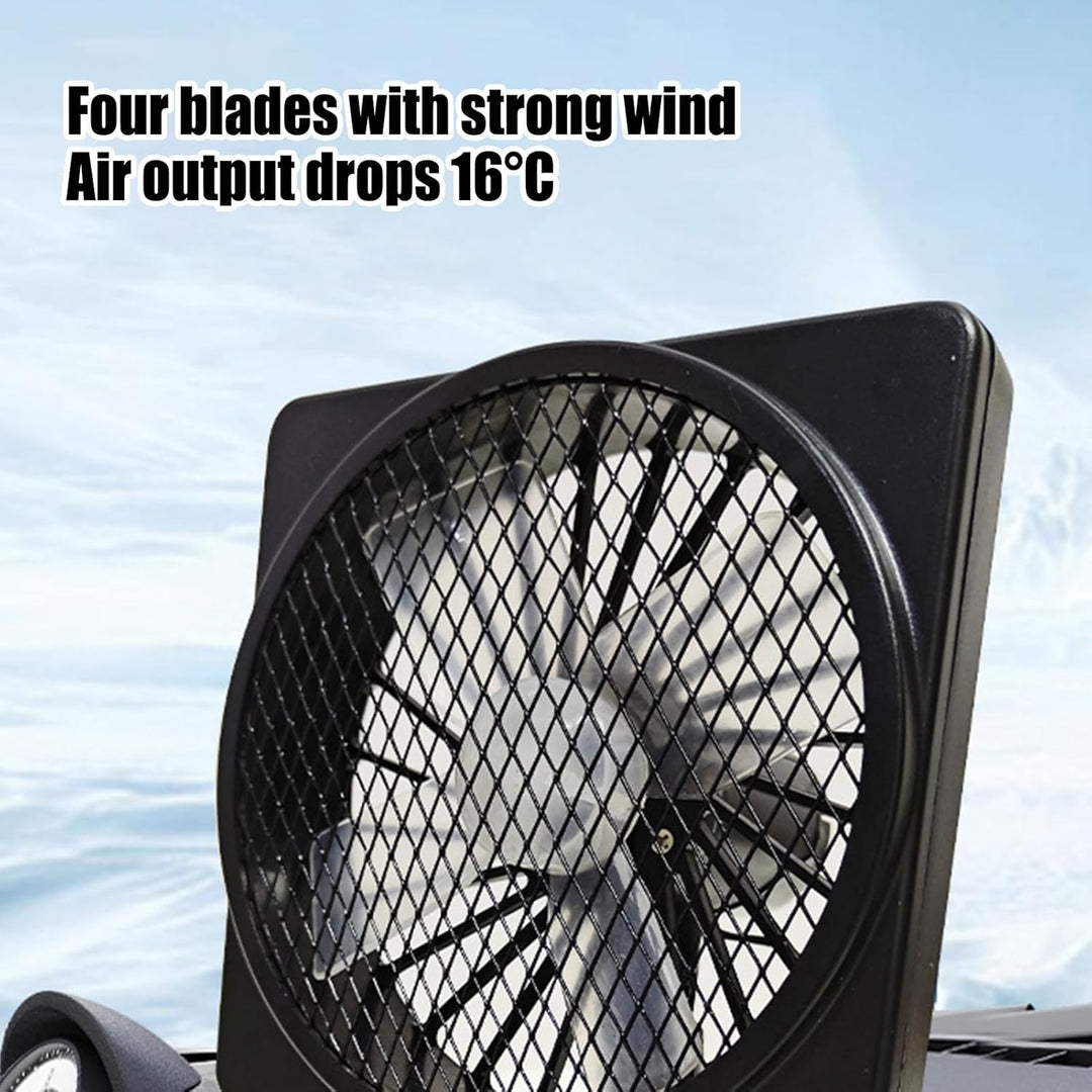 Stille 12V USB ventilator voor auto interieur. Biedt comfortabele, gerichte koeling met 360° rotatie, perfect voor zomer.