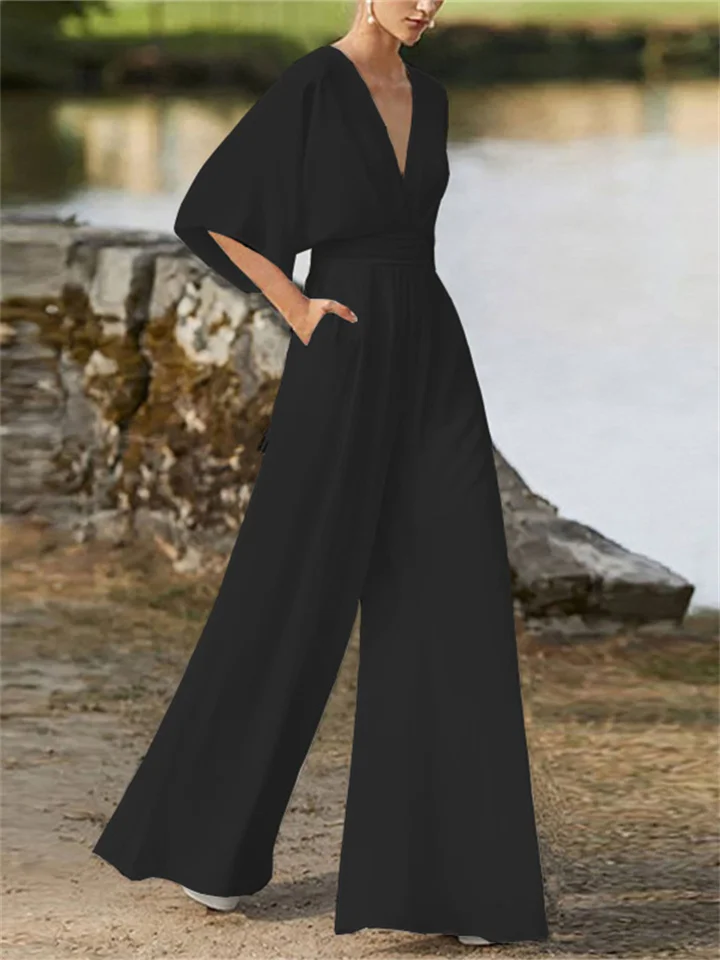 Stijlvolle zwarte dames jumpsuit met vleermuismouwen