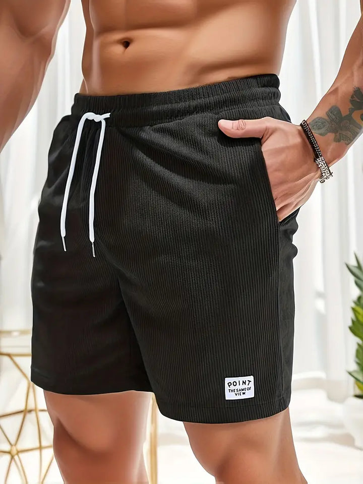 Heren Hoymans corduroy zomershorts, blauw, rechte pasvorm, ideaal voor casual zomerlooks.