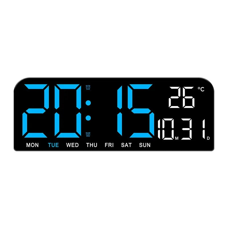 Close-up van het LED scherm van de SmartTime digitale wandklok