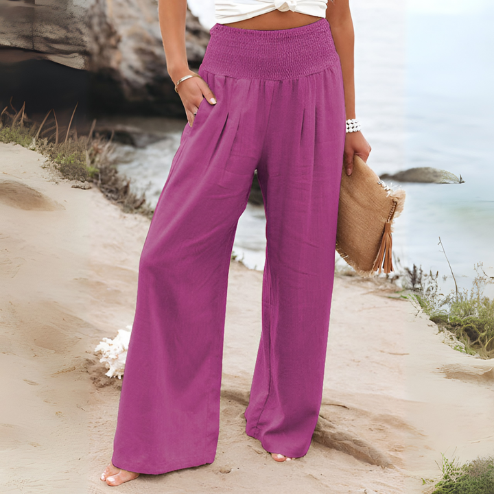 Dames broek met hoge taille en stretch, ultiem comfort voor elke dag.