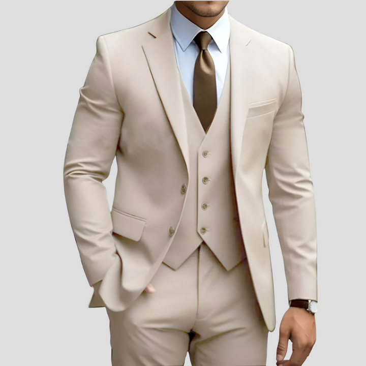 Slim fit broek van elegant herenpak, 3-delig. Comfortabele katoenmix, perfect voor formele feesten.