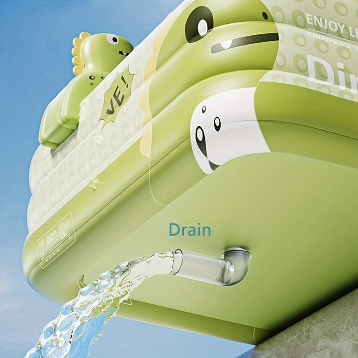 Detailopname van het handige afvoersysteem van het dino zwembad