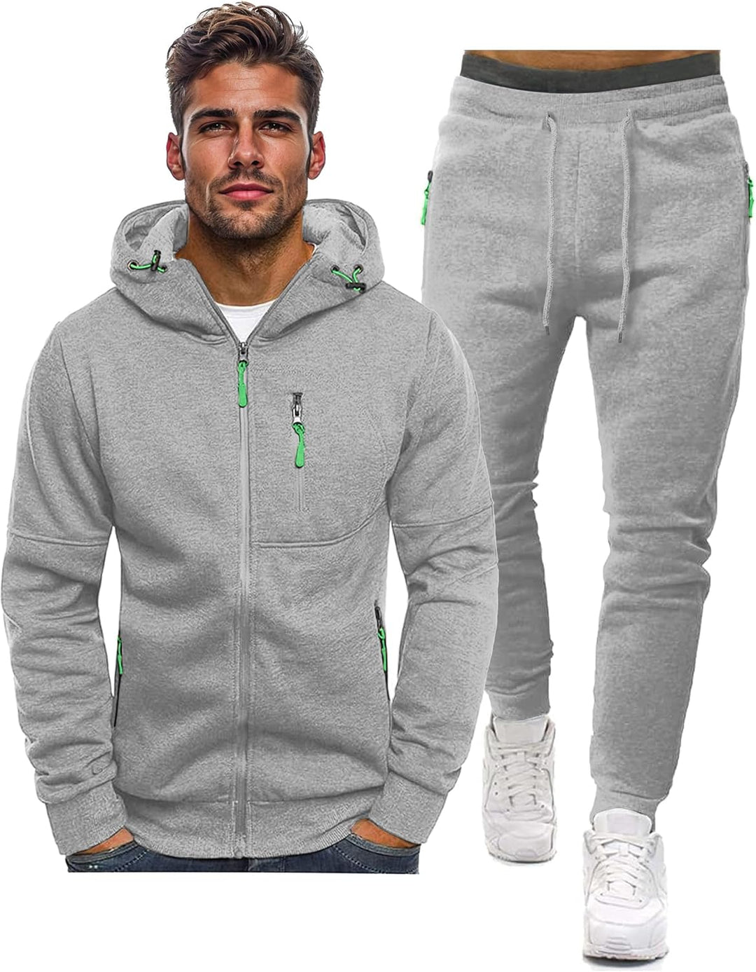 Sportief heren trainingspak met ritssluiting, perfect voor actieve mannen. Comfortabele herenset.