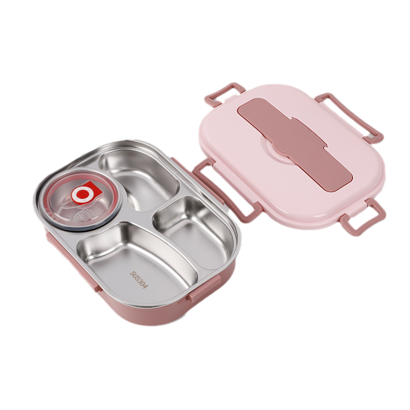Modieuze bento lunchbox met compartimenten, perfect voor warme maaltijden.