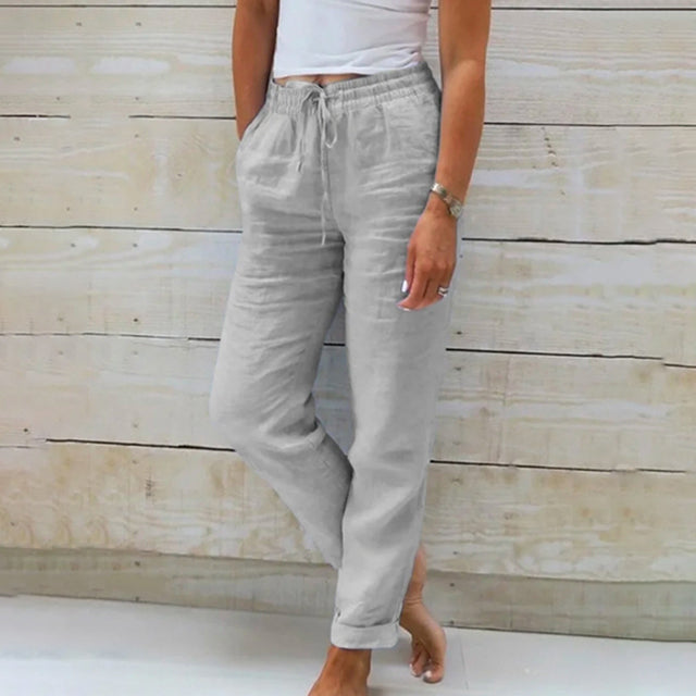 Grijze dames zomerbroek voor warme dagen