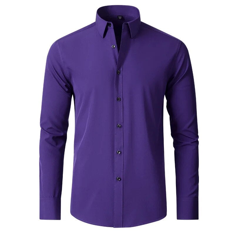 Formeel heren overhemd, strijkvrij en ademend, voor een scherpe en comfortabele zakelijke look.