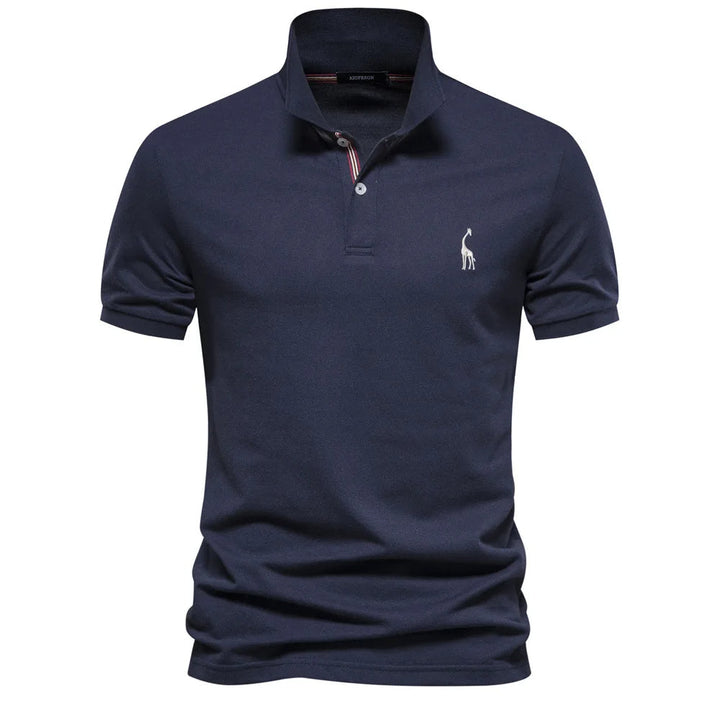 Elegant casual heren poloshirt met borduurwerk, een klassieke keuze voor de modieuze man in de lente en zomer.