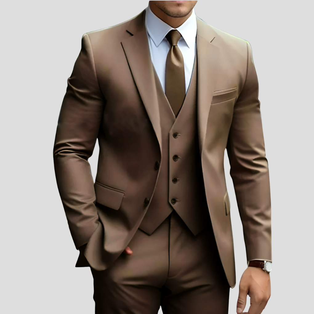 Bruiloft herenpak, 3-delig slim fit. Elegant kostuum van katoenmix voor de speciale dag.