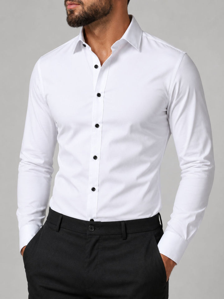 Heren stretch overhemd met lange mouw voor ultiem comfort en een moderne, elegante look.