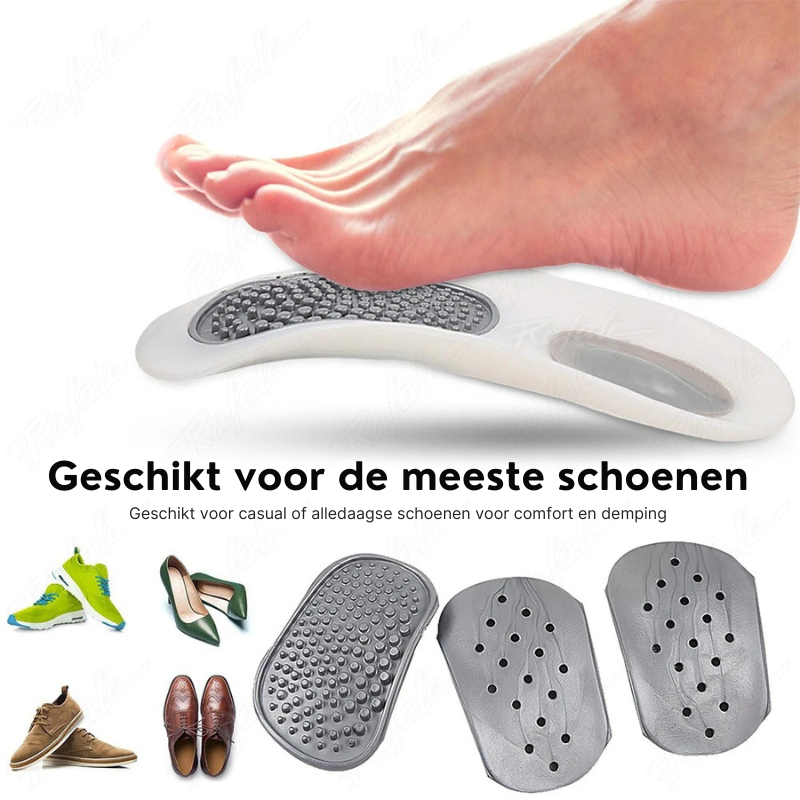 Orthopedische OrthoStep inlegzolen voor effectieve voetpijnverlichting en correctie van platvoeten.