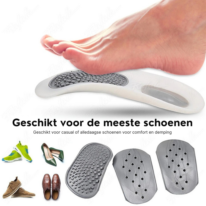 Orthopedische OrthoStep inlegzolen voor effectieve voetpijnverlichting en correctie van platvoeten.