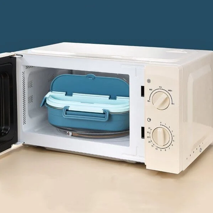 Warme maaltijdbox met hermetische compartimenten, houdt eten vers en warm.