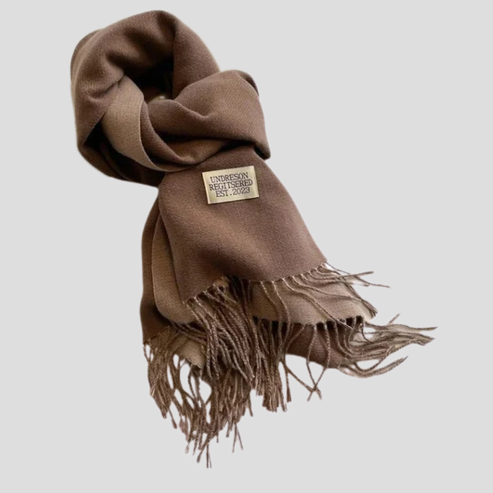 Bruine elegante winter sjaal met label