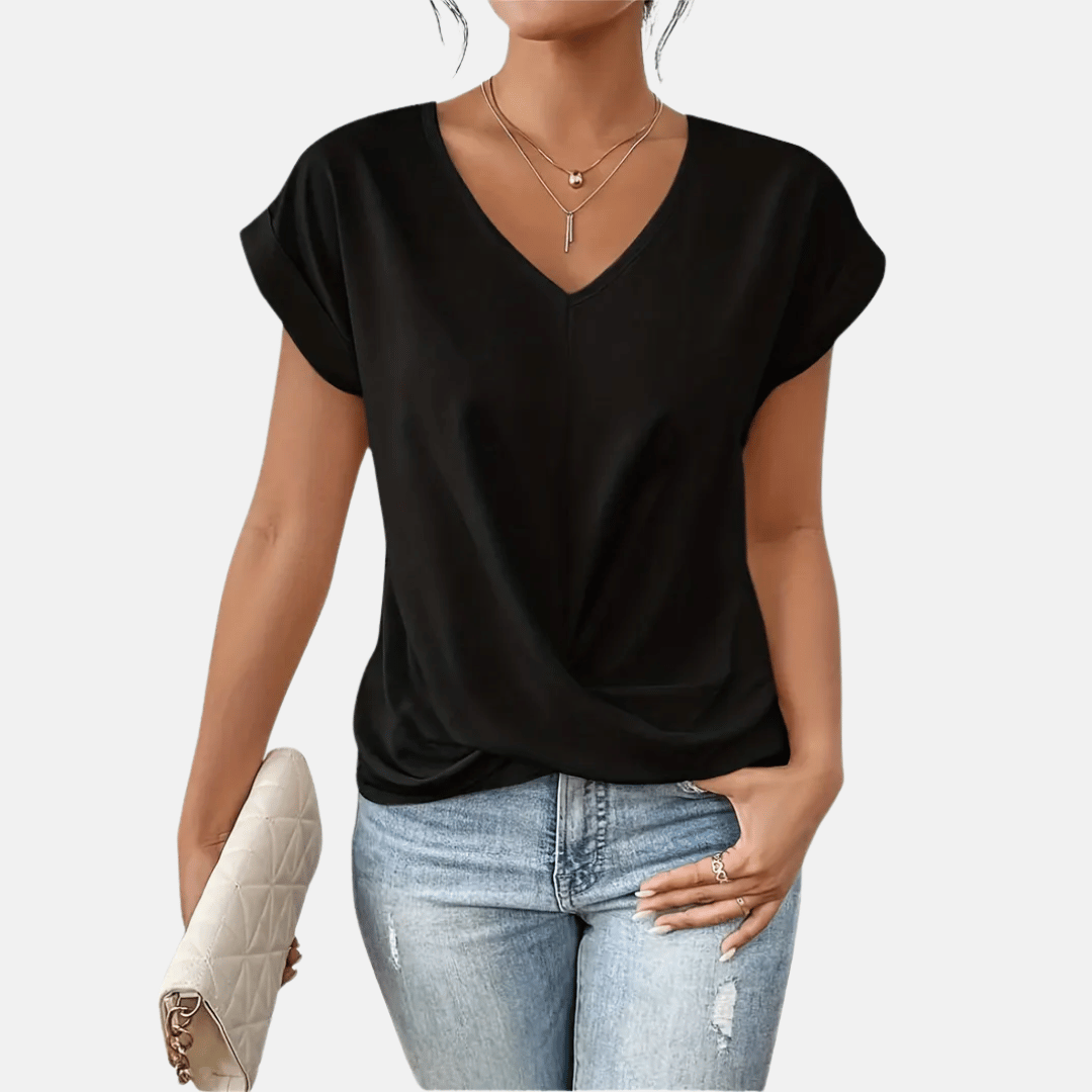 Comfortabele damesmode blouse met flatterende V-hals voor warme dagen