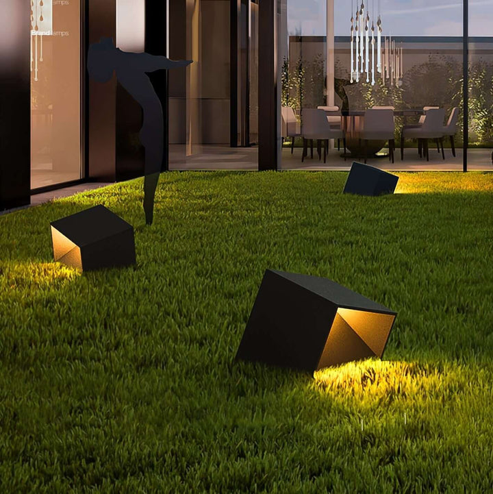 Kubusvormige Tuinlamp op Solar Energie
