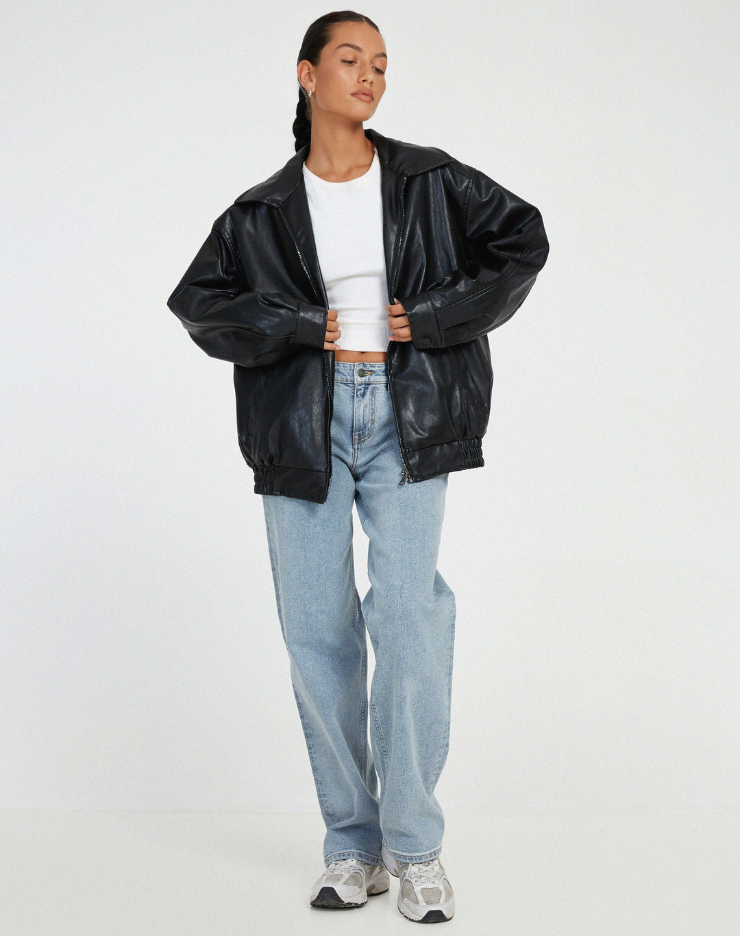 Comfortabel oversized PU dames jasje met leerlook, een must-have voor elke moderne vrouw.