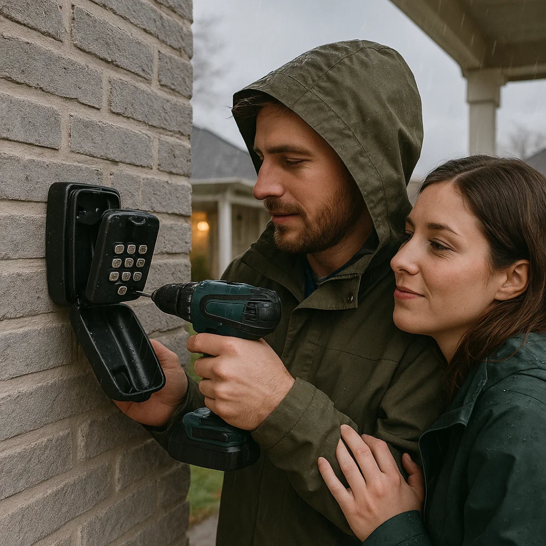 Metalen sleutelopslag voor buiten, weerbestendig design en codebeveiliging voor optimale veiligheid.