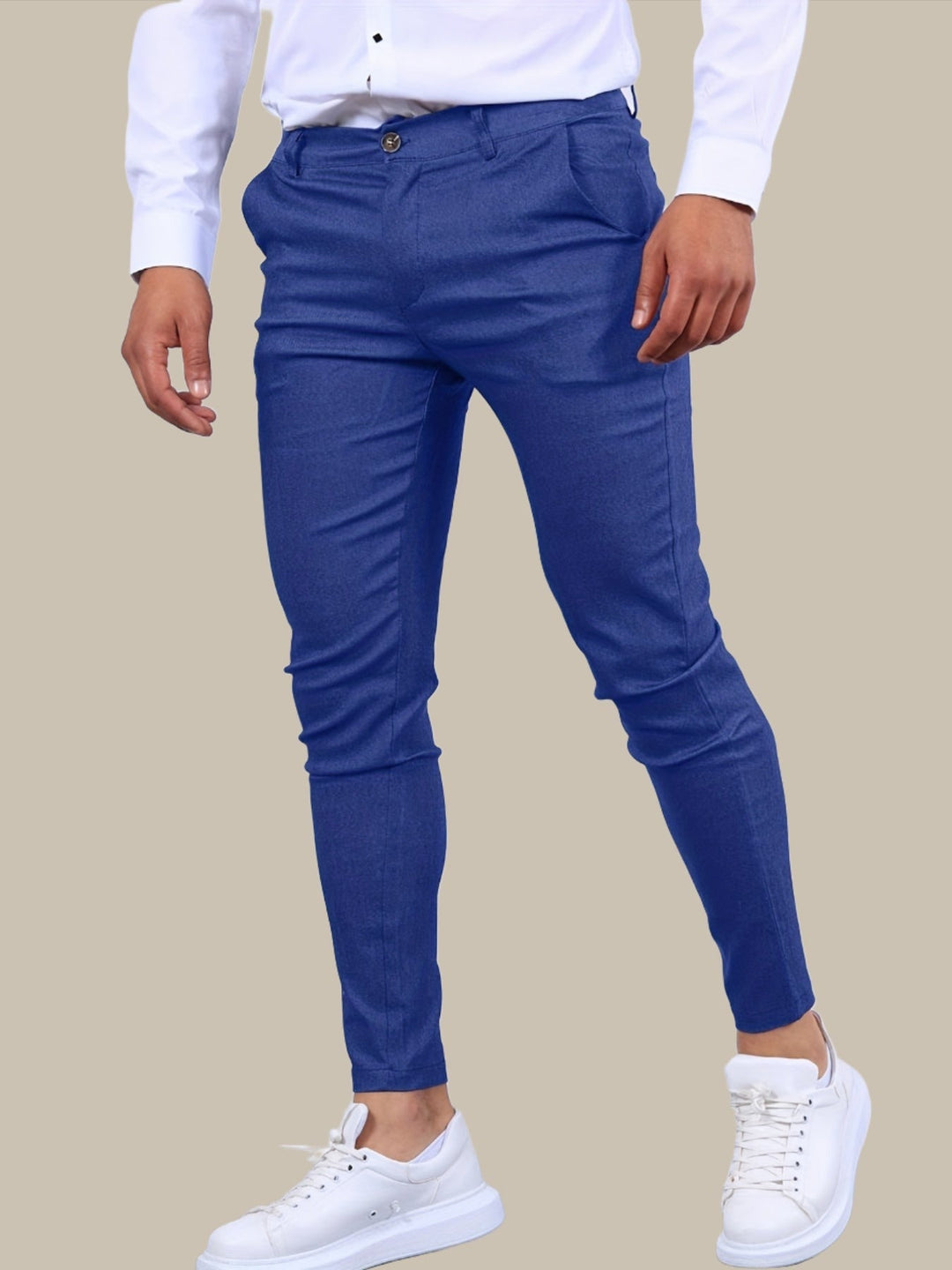 Moderne koningsblauwe skinny broek voor heren