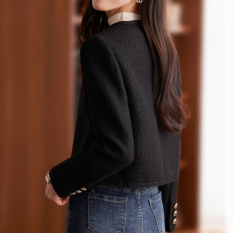 Kort dames jasje met een elegante snit, chique bovenkleding die stijl en comfort combineert.