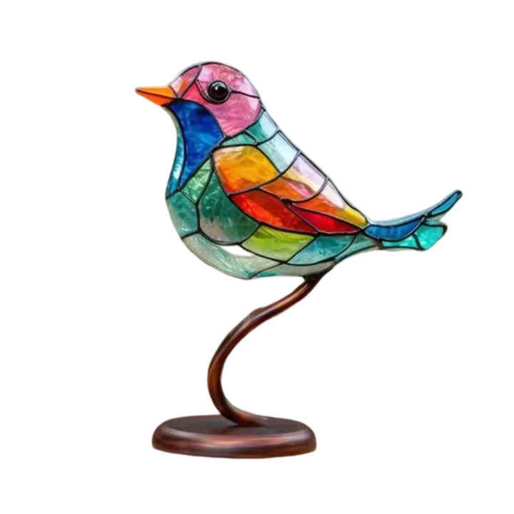 Presentatie van het Acryl Vogels op Tak Beeld als een perfect geschenk voor kunstliefhebbers.