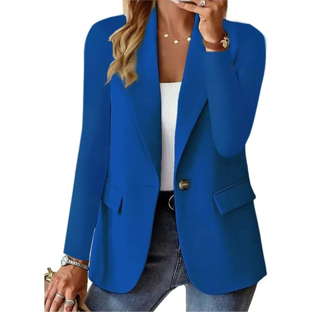 Trendy dames blazer met lange mouwen, een must-have voor een elegante en stijlvolle kantoor outfit.