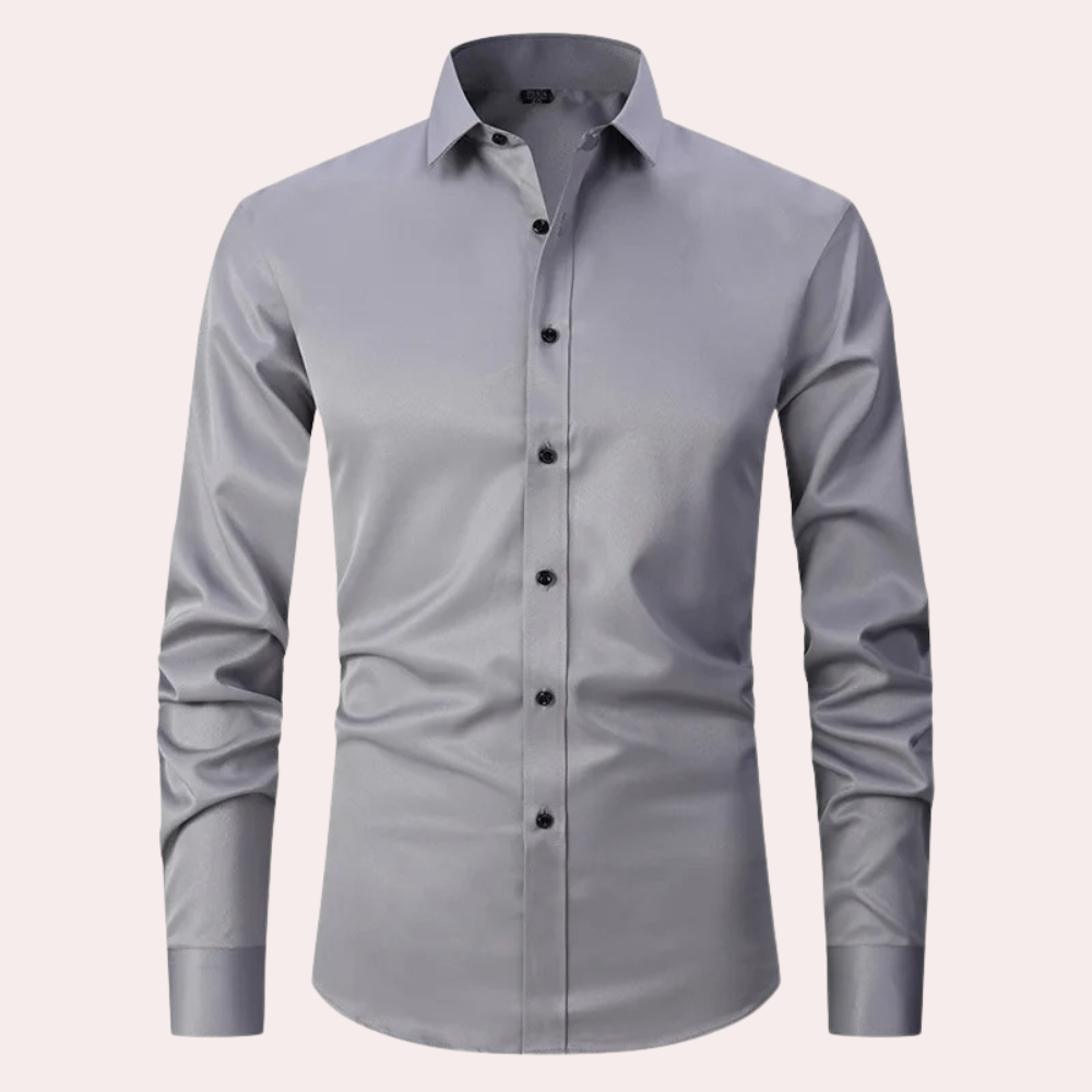 Lichtblauw slim fit herenoverhemd, strijkvrij en ademend, comfortabel voor elke gelegenheid.