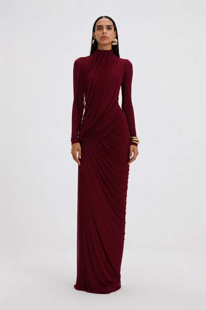 Prachtige feestjurk of bruiloftsjurk voor dames, lange mouwen, perfect voor een speciale avond.