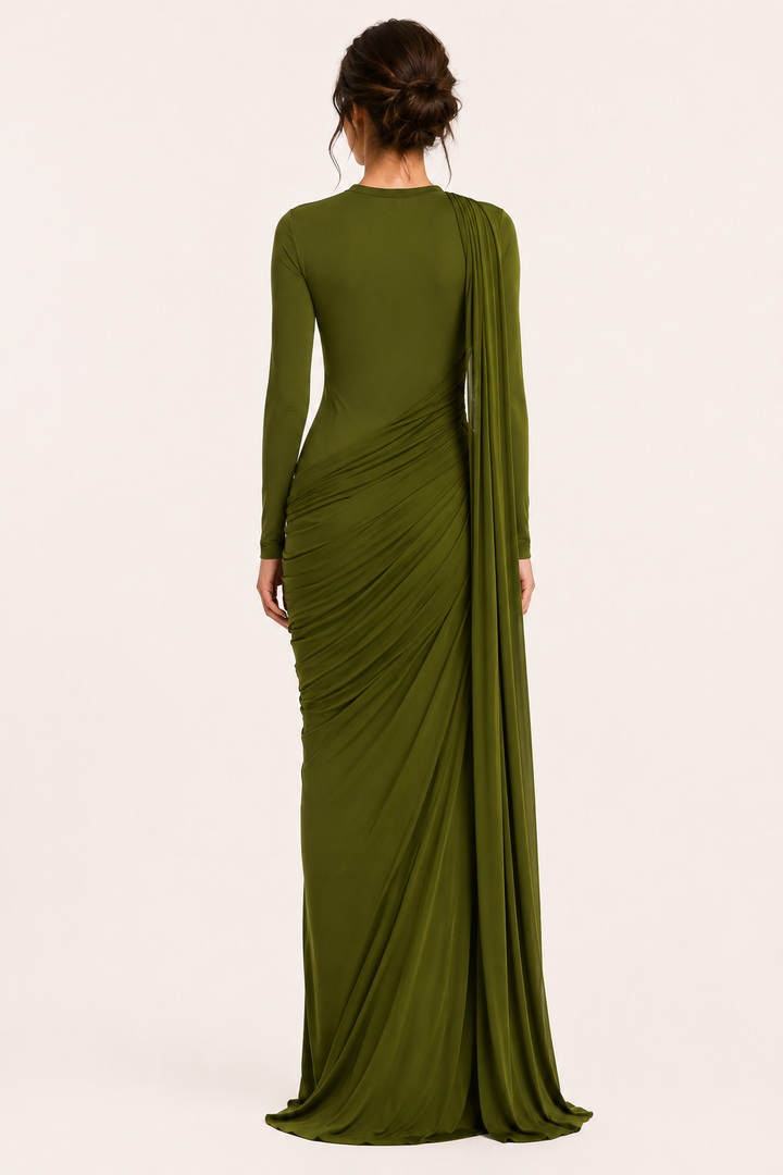 Stijlvolle galajurk met lange mouwen, perfect als bruiloftsjurk of feestjurk voor dames.