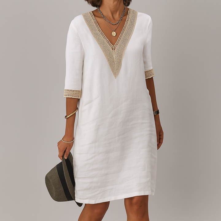 Details van de stijlvolle dames zomerjurk